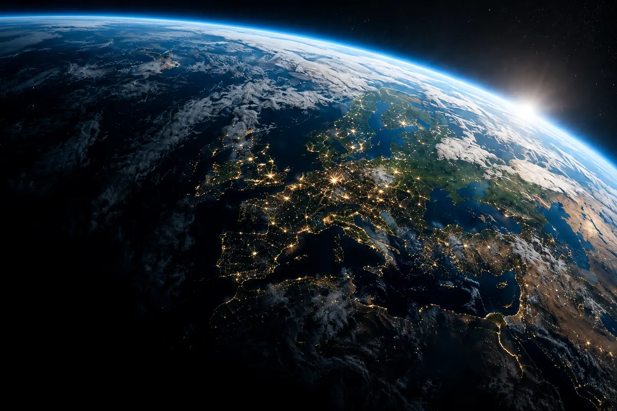 Gegenereerde illustratie van de aarde vanuit een baan om de planeet.